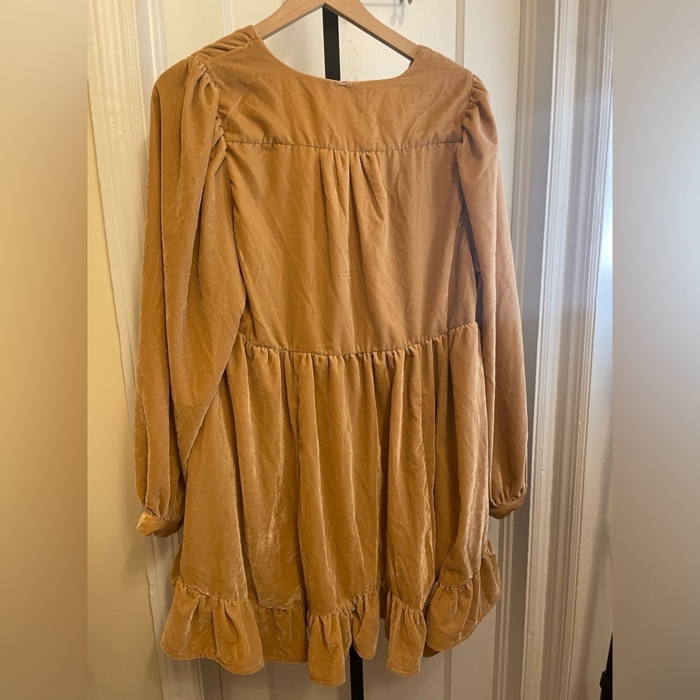 NEW Free People Estella Velvet Mini Dress Relaxed Rose Size Medium - Picture 4 of 6
